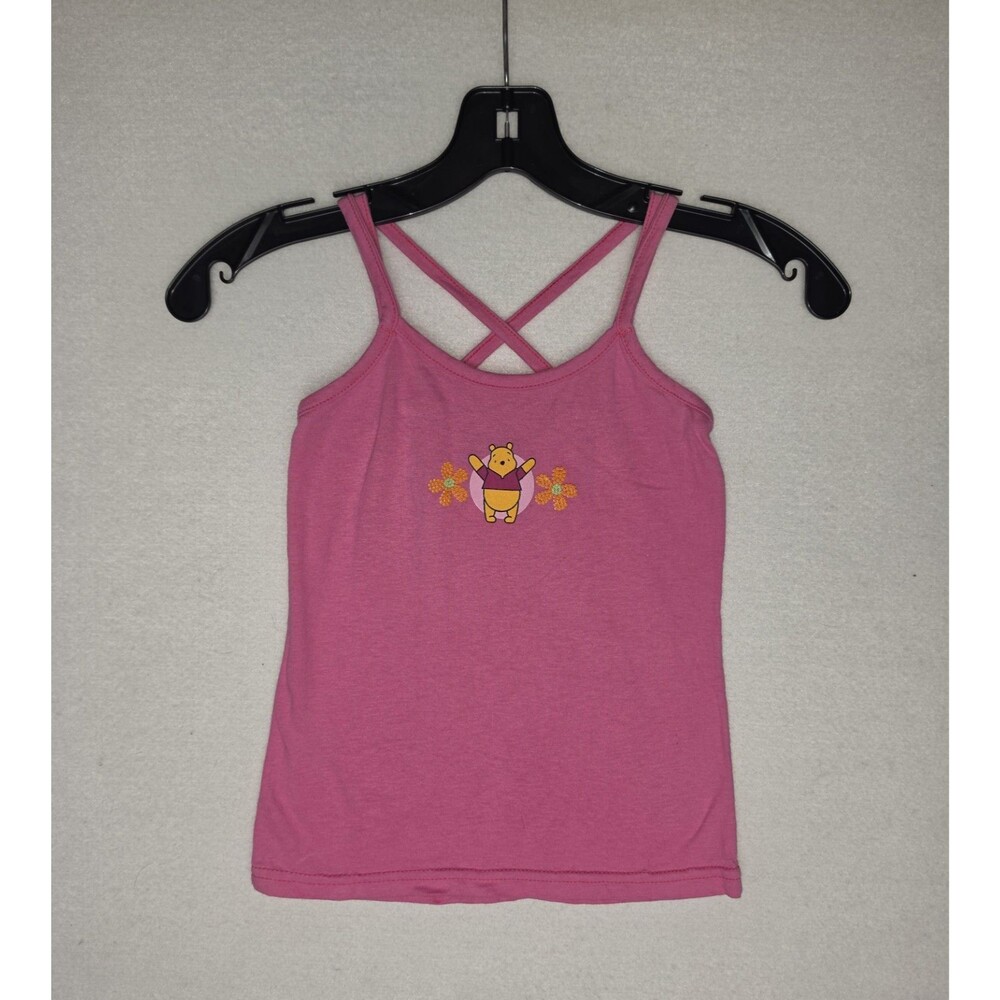 Vintage Winnie The Pooh Strap Tank Top Pink 90s Y2K Kids Youth Girls Size 4/5
